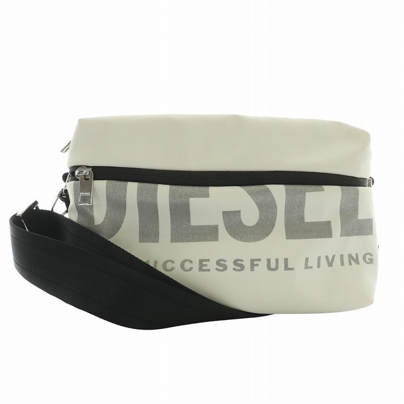 DIESEL ショルダーバッグ 黒×白 レザー デカロゴ DIESEL（ディーゼル）の「レディース レザー クロスボディバッグ