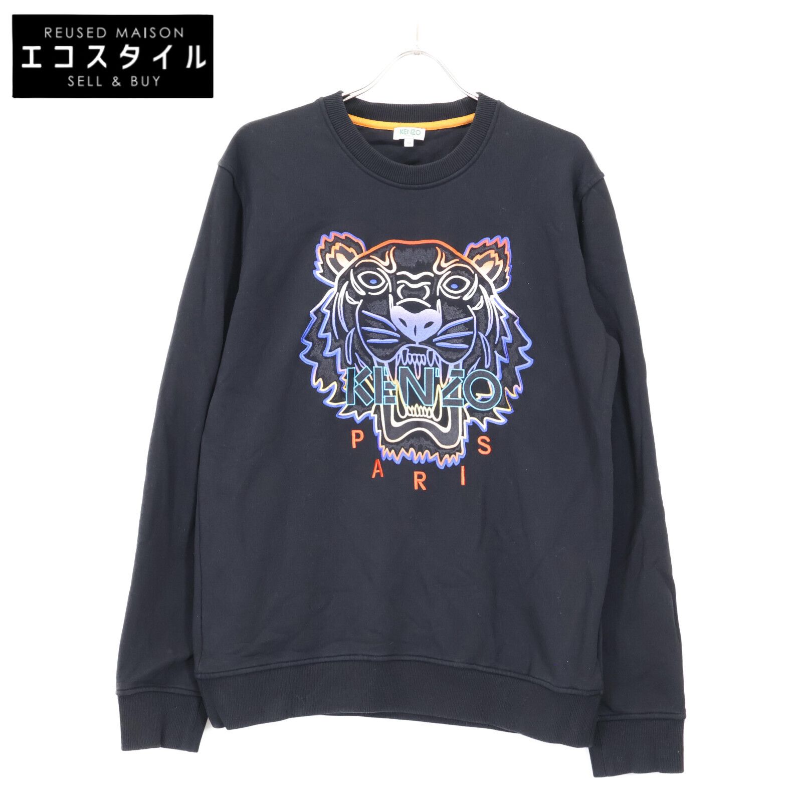KENZO ケンゾー F965SW0084XE ﾌﾞﾗｯｸ ﾏﾙﾁｶﾗｰ ﾀｲｶﾞｰﾛｺﾞ ｸﾙｰﾈｯｸｽｳｪｯﾄ M