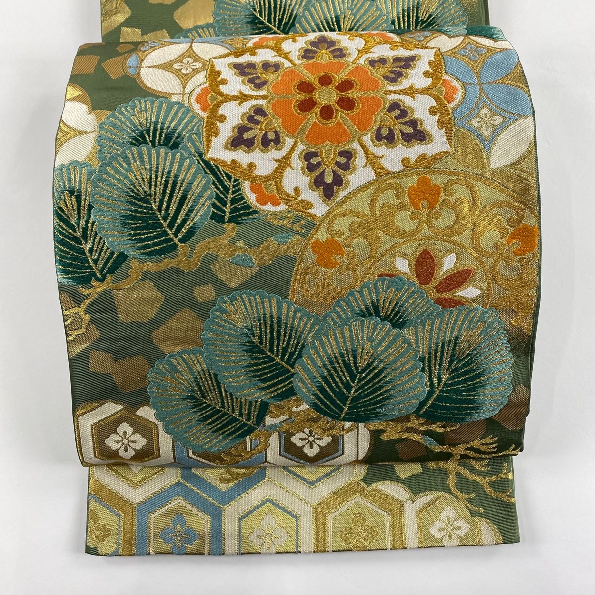 西陣袋帯 六通 美品 正絹（01） 510my8◇服部織物 唐織 立波 吹き寄せ