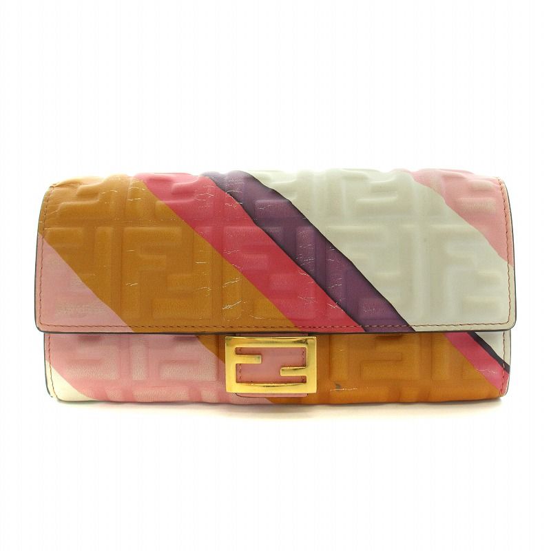✨未使用級　付属品完備✨フェンディ　長財布　ズッカ　コンチネンタルウォレット FENDI フェンディ 長財布 ズッカ柄 キャンバス×レザー ブラウン