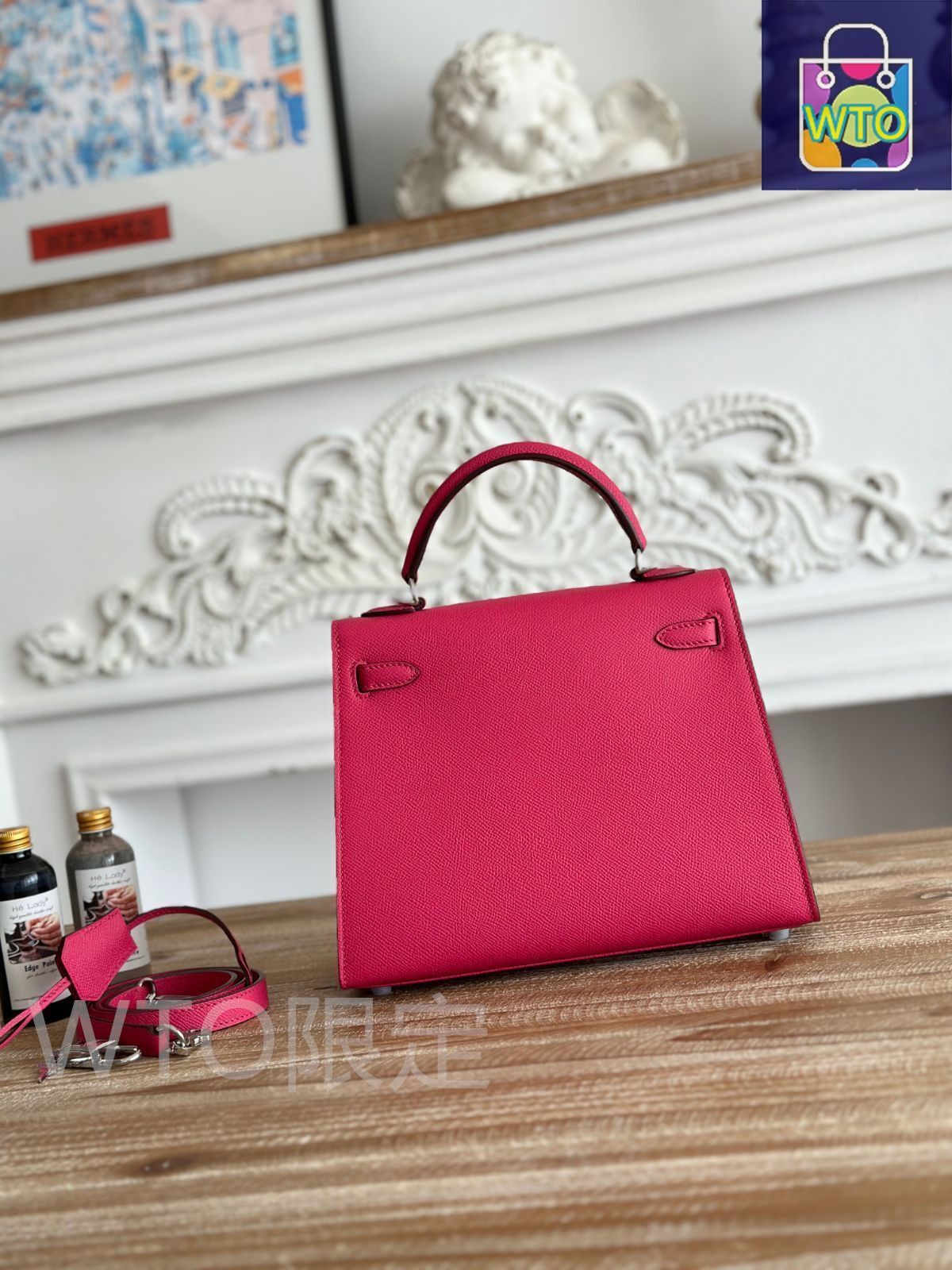 HERMES ピンク レザー ハンドバッグ hermes ピンク レザーハンドバッグ - メルカリ