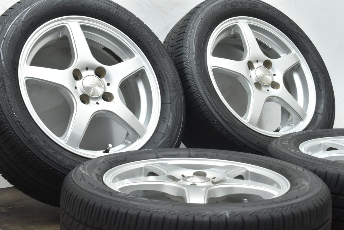 程度良好品 PRASIVO 15in 5.5J 45 トーヨー ナノエナジー3 185 60R15 ヴィッツ ヤリス カローラフィールダー フィット スイフト