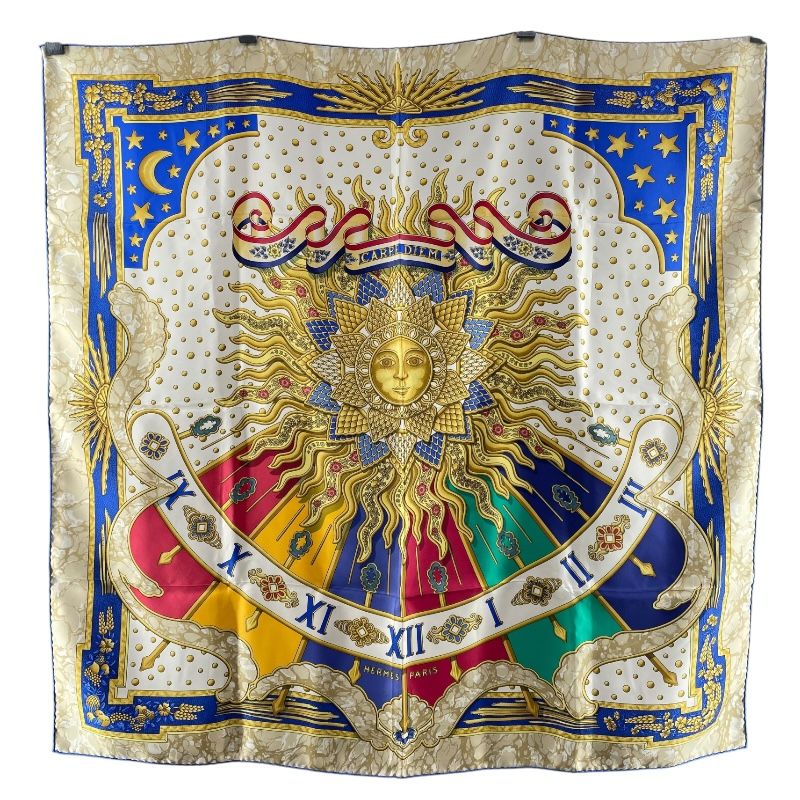 エルメス HERMES カレ90 CARPE DIEM マルチカラー シルク レディース スカーフ
