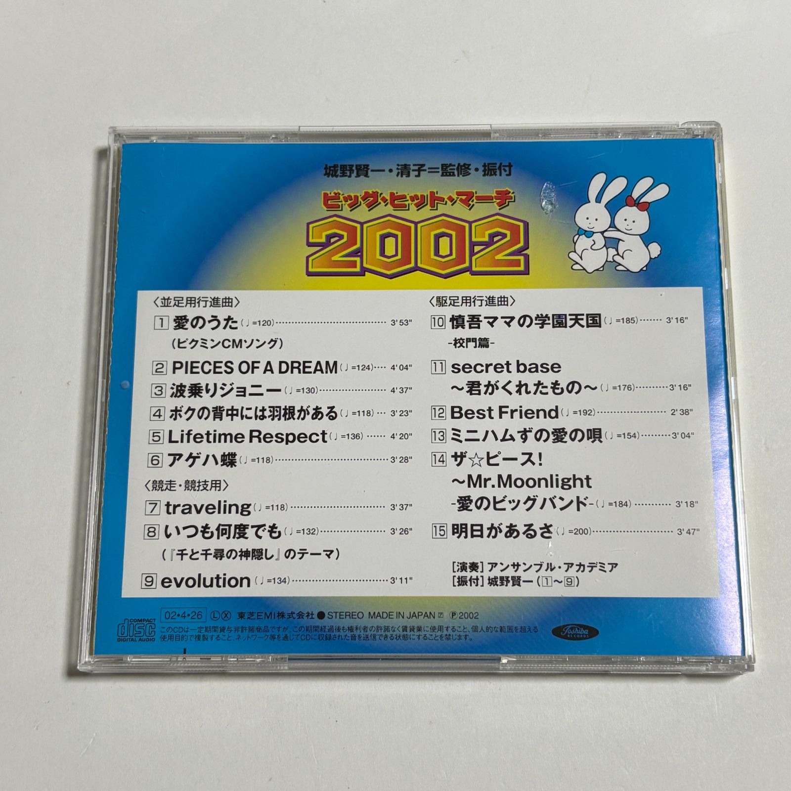 CD『ビッグ・ヒット・マーチ 2002』城野賢一・清子 監修・振付