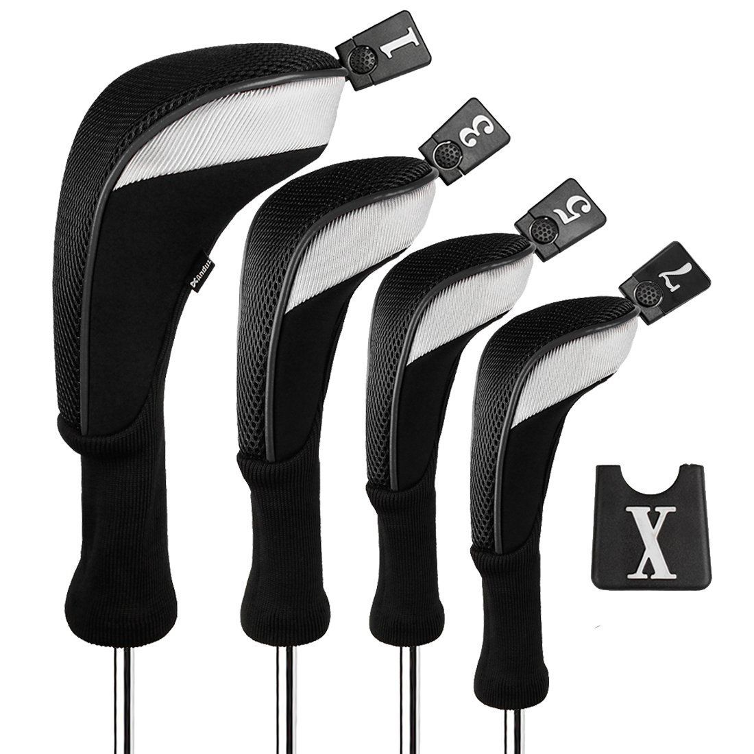 Andux ゴルフクラブヘッドカバー ゴルフ ウッドドライバー ヘッドカバー 4個セット 460cc対応 MT/MG30