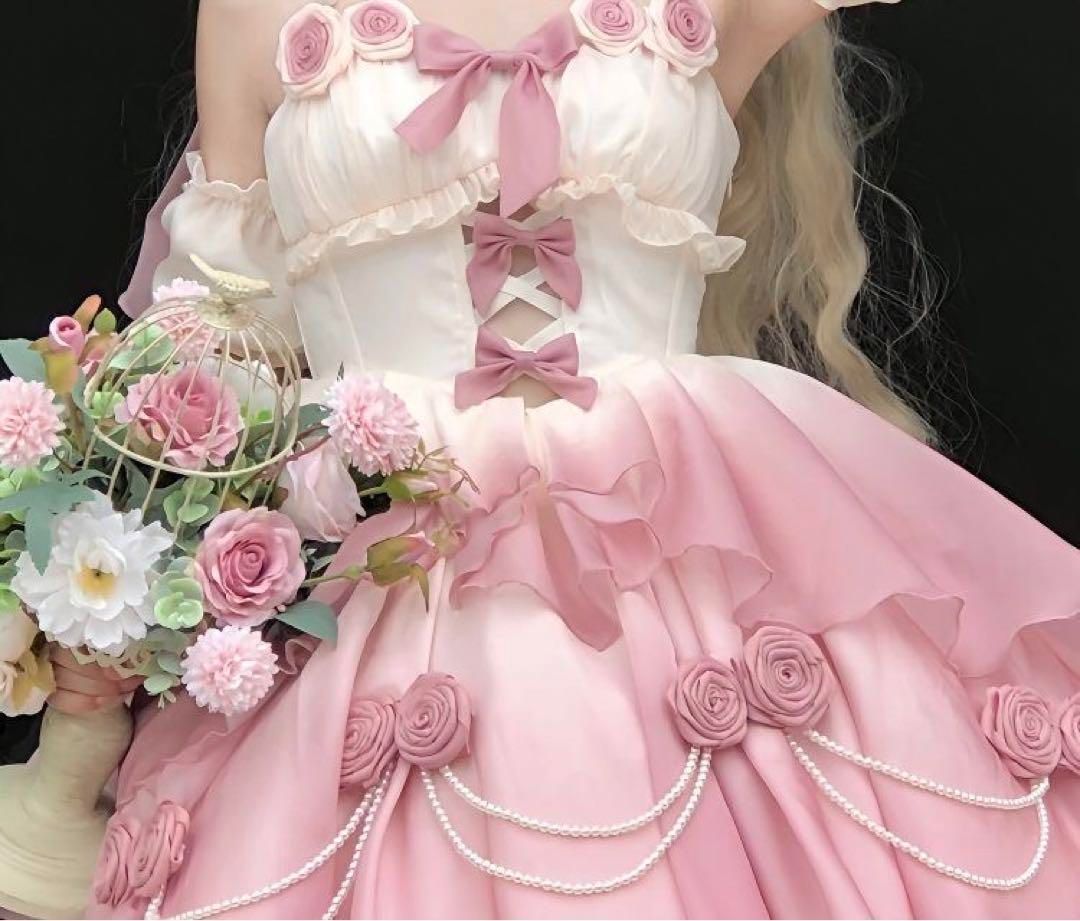 ロリータワンピース 華ロリ ティアード コスプレ衣装 ゴシック 仮装 エレガント ロリータワンピース 華ロリ ティアード コスプレ衣装 ゴシック