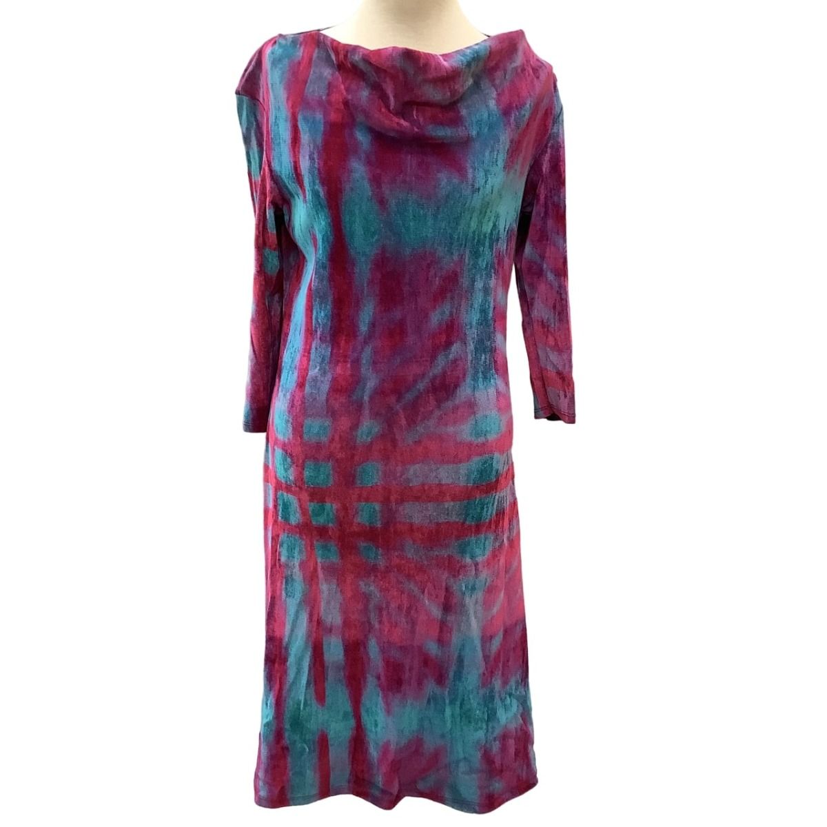 ISSEY MIYAKE イッセイミヤケ ワンピース ベロア タイダイ SIZE 2 IM03JH543 レッド×ブルー