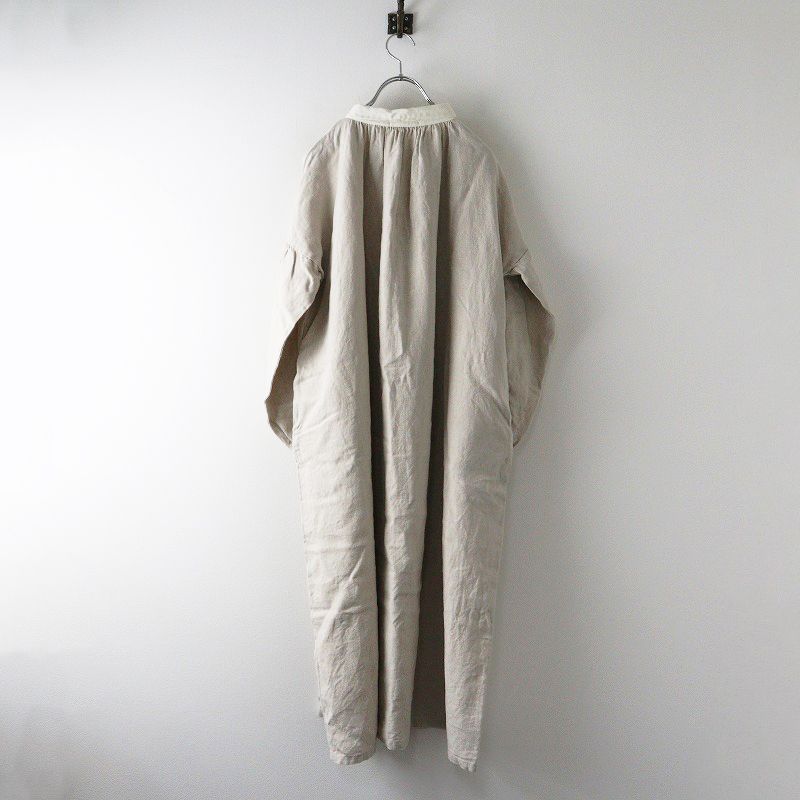 イチ アンティークス ICHI Antiquites クレリックリネンワイドプルオーバーワンピース サンドベージュ┃ドレス