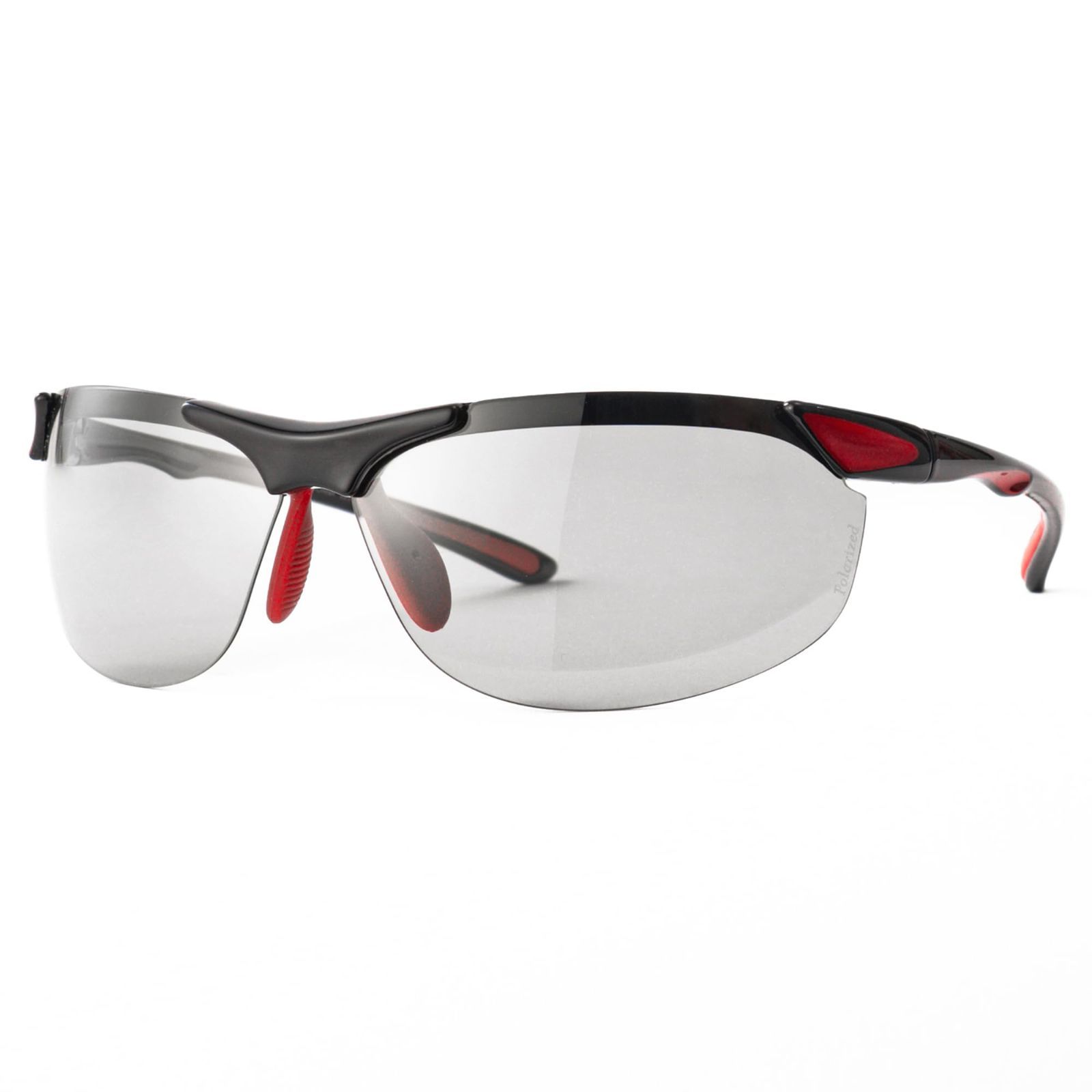 Color:ブラック/レッド_LensColor:グレー [E-FIT] スポーツサングラス レディース 偏光サングラス 紫外線カット うすいレンズカラー ブラック/レッド EF-S207H-C1