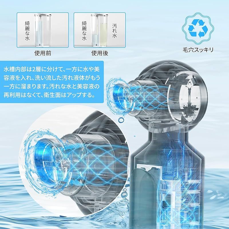 美顔器 美容液対応 真空吸引技術 毛穴吸引器 6種類吸引 水流式 美顔器 美容液対応 真空吸引技術 毛穴吸引器 6種類吸引 水流式