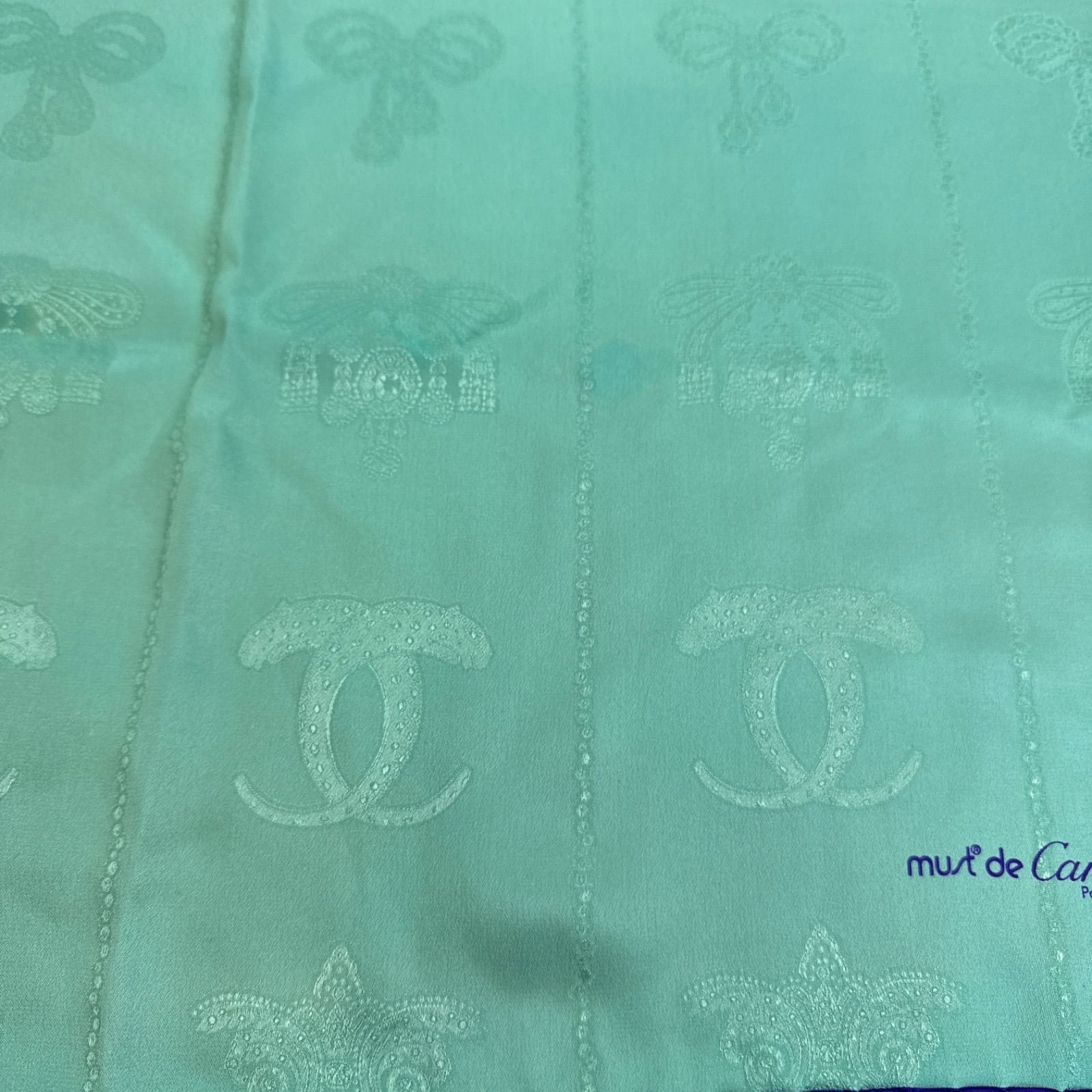 美品】Cartier カルティエ チェーン柄 ロゴ 大判スカーフ シルク100