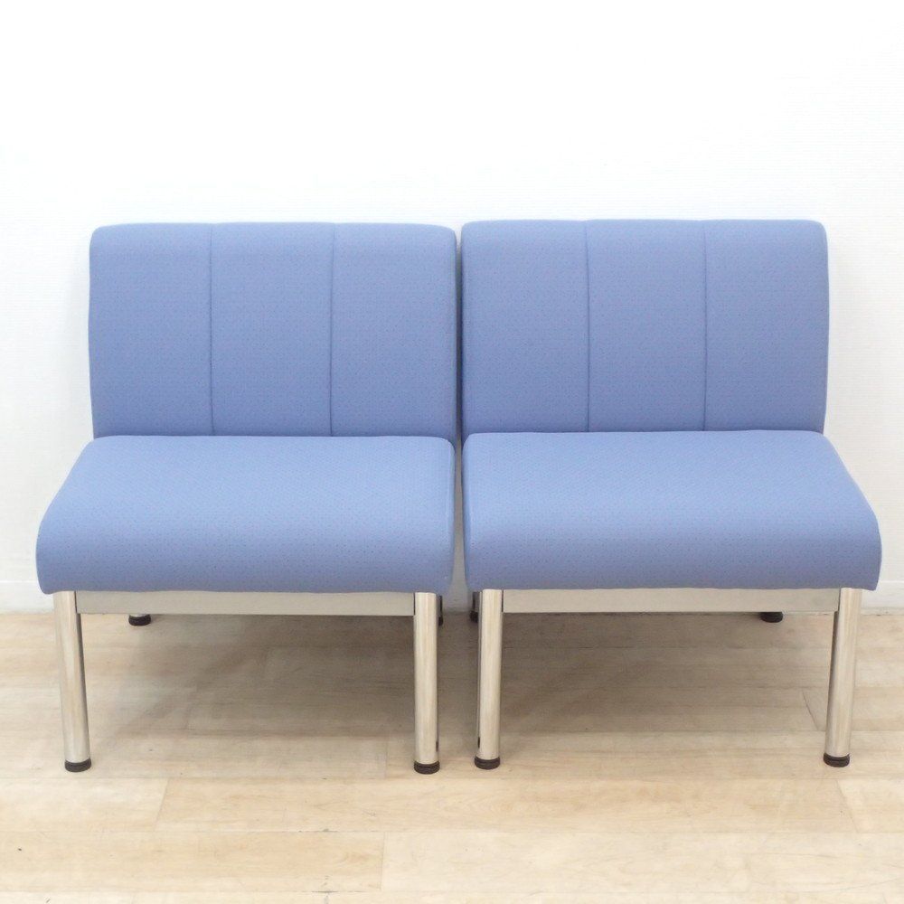 ロビーチェア2点セット オカムラ okamura 2311AX FS61 ブルー 肘無し 椅子 ソファ 1人用 1人掛け 待合室 受付 EG14182 オフィス家具