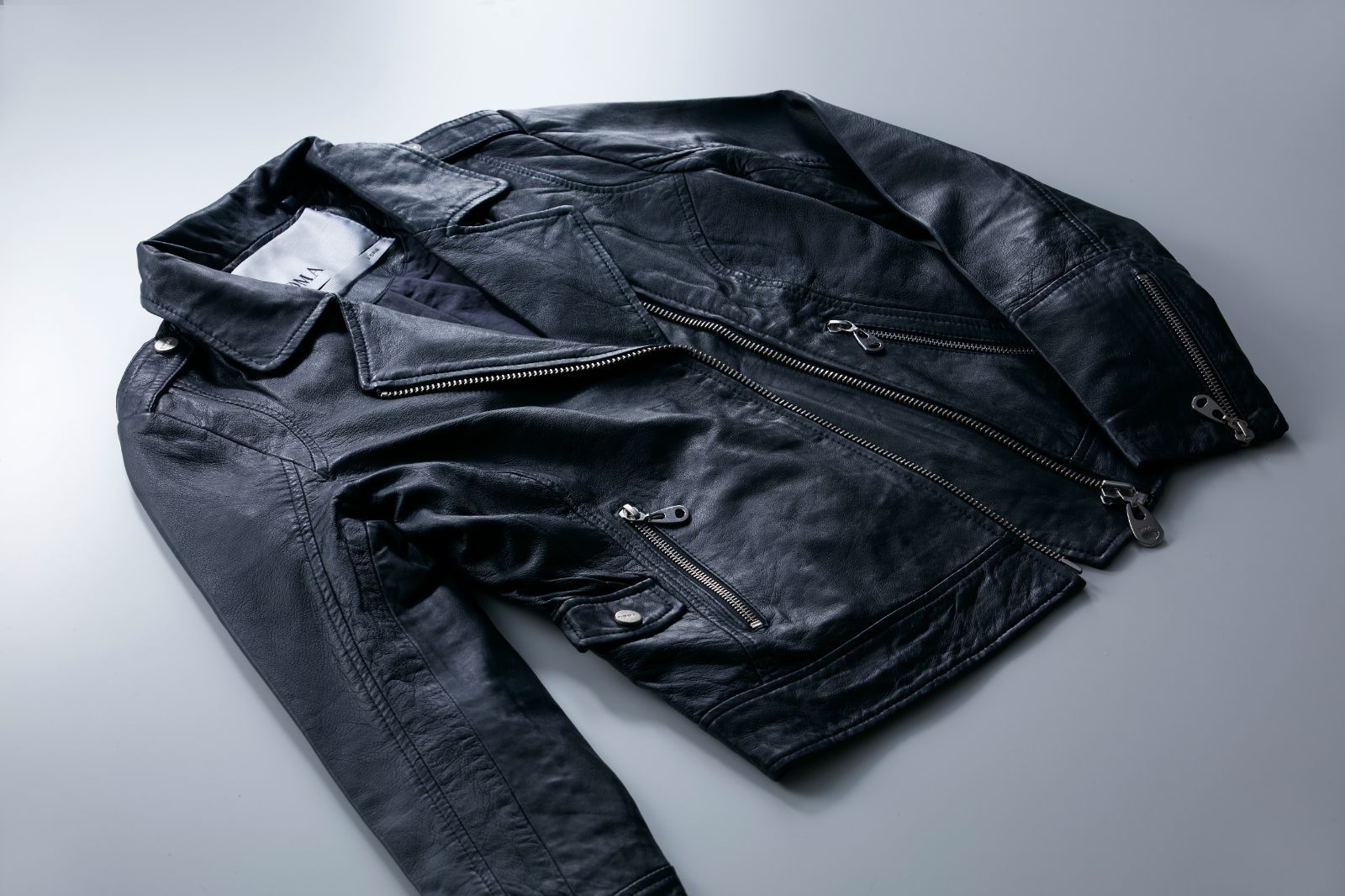 美品 DOMA 織り込ま ドーマ ライダース レザージャケット Sサイズ ブラック 