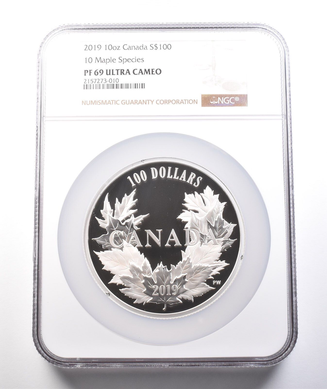 2019年カナダ100ドル銀貨 10オンス メープル 10種 シルバー PF69 UCAM NGC