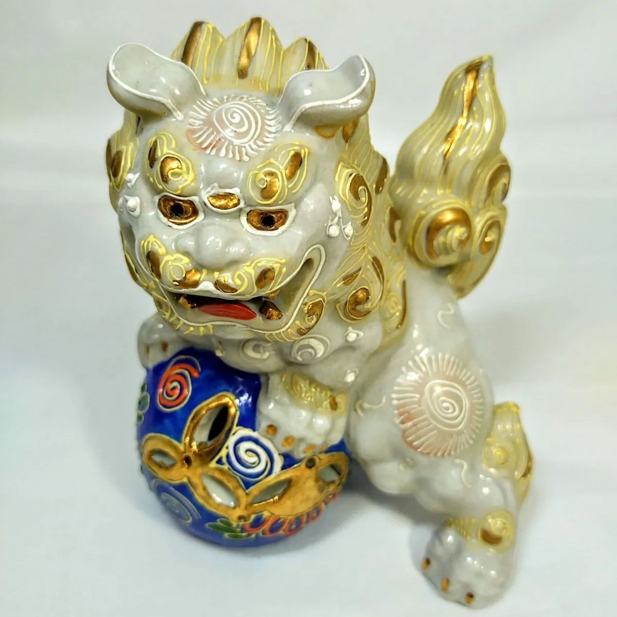 九谷焼 小型唐獅子 彩色 1対 九谷焼魔除邪気払い唐獅子 縁起物 一対(2