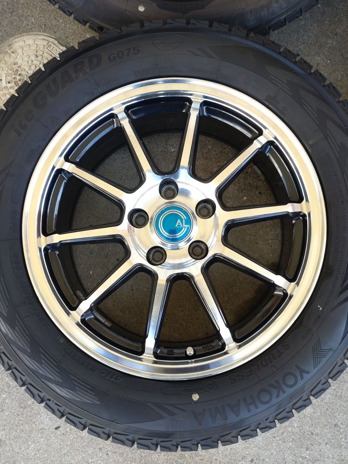 ブランドルライン 114.3-5H 17×7.0J 48 ＆YOKOHAMA ice GUARD G075 225 60R17 スタッドレスタイヤホイール4本セット