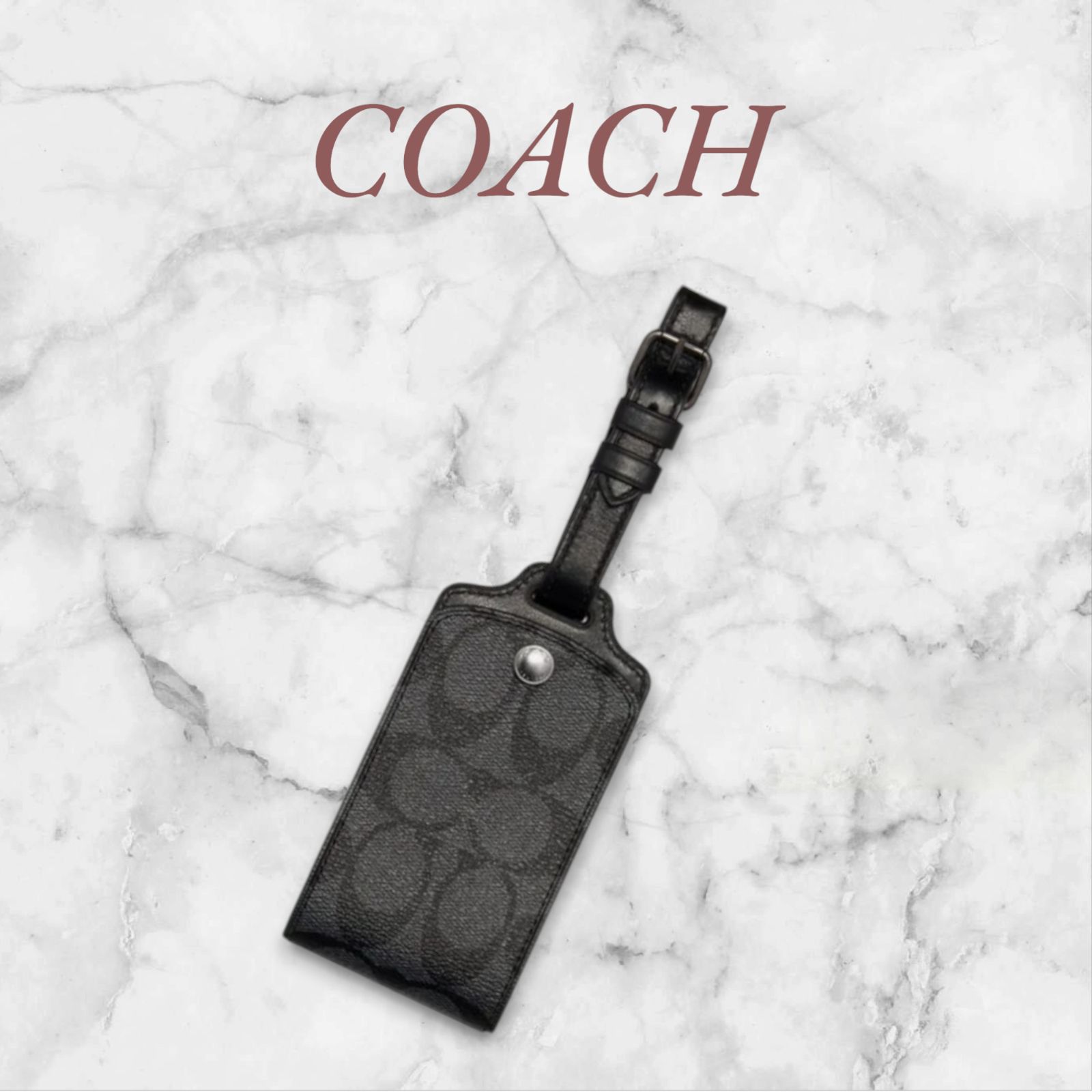 CO-510】COACH タグ シグネチャー ラゲッジタグ グリーンマルチ