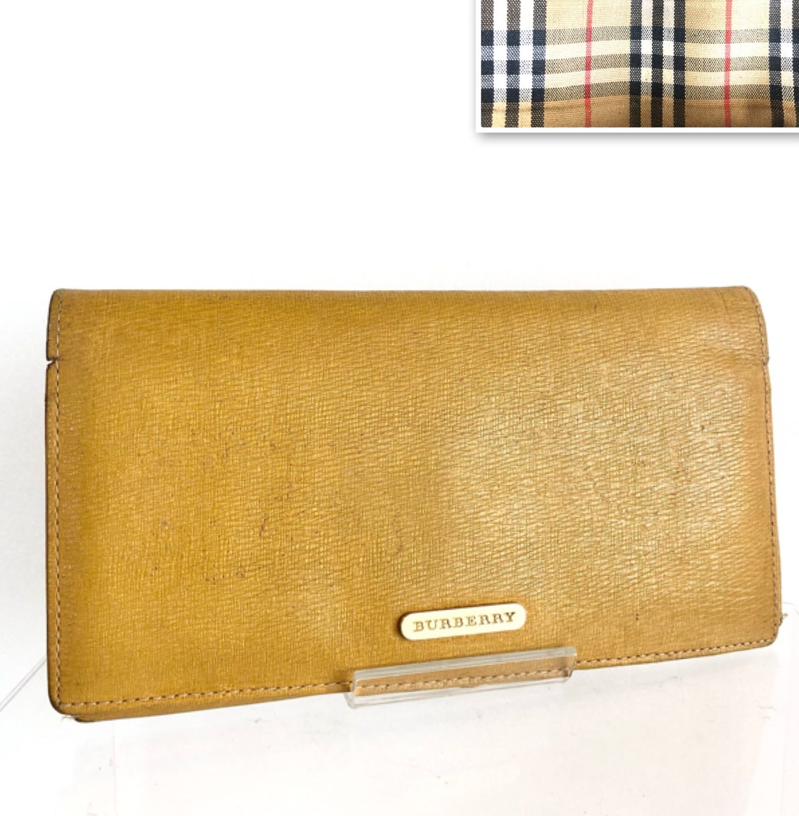 BURBERRY バーバリー 長財布 パスケース レザー 本革 イエロー×内側 