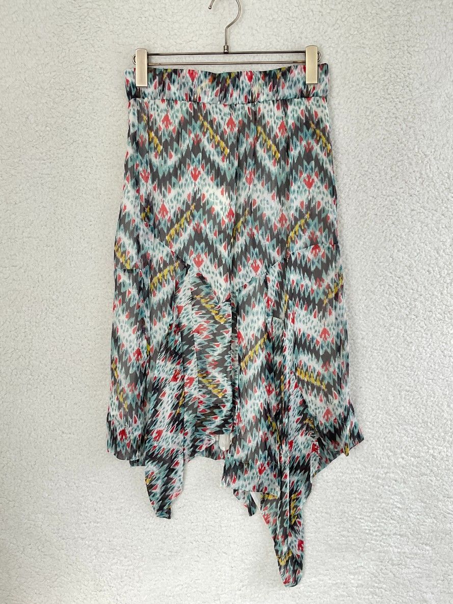 ISABEL MARANT ETOILE イザベルマランエトワール 36 ブルー×レッド×ホワイト シルクマルチ総柄アシン