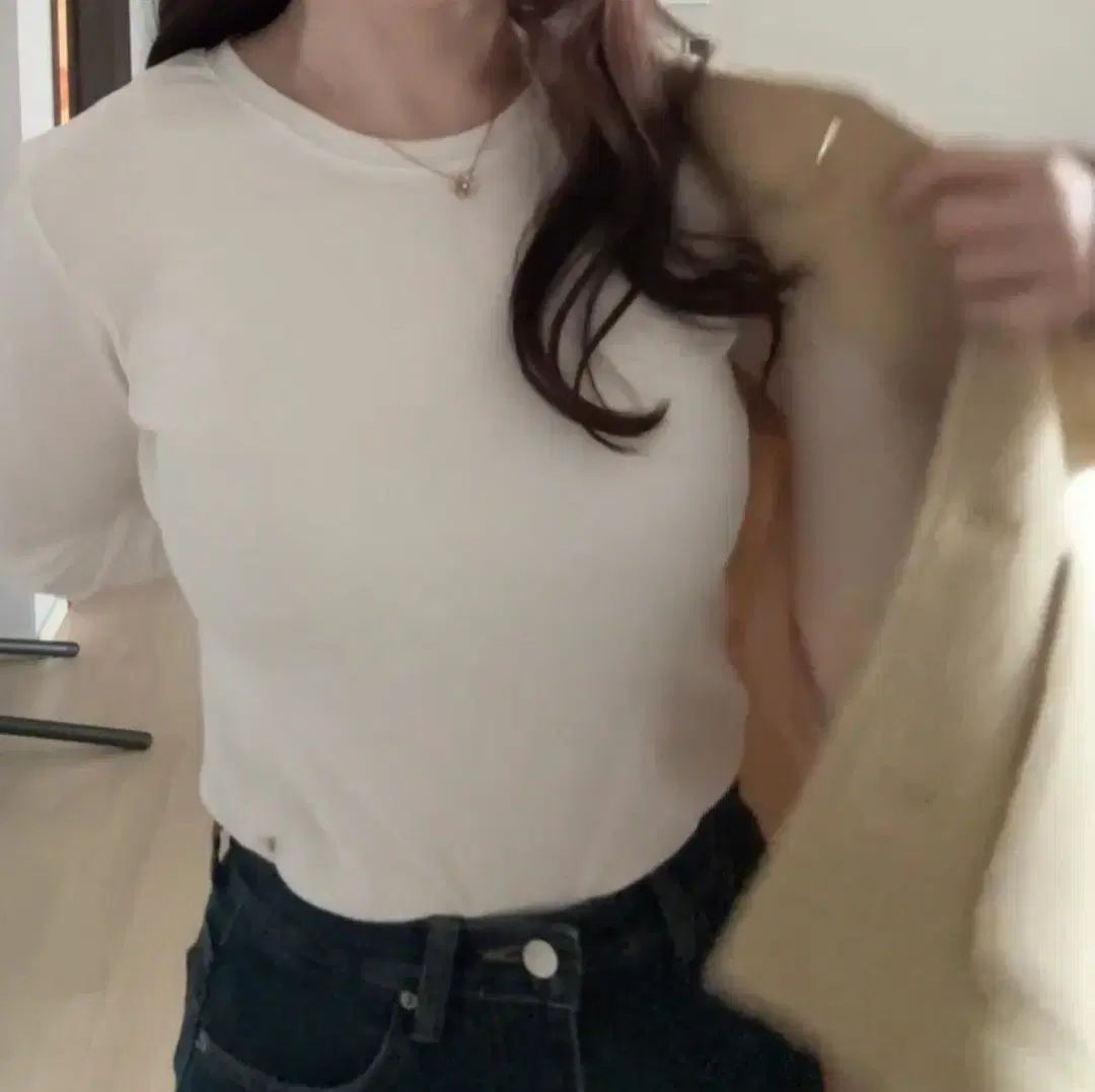 ツイードジャケット スリムフィットリブ付きTシャツ