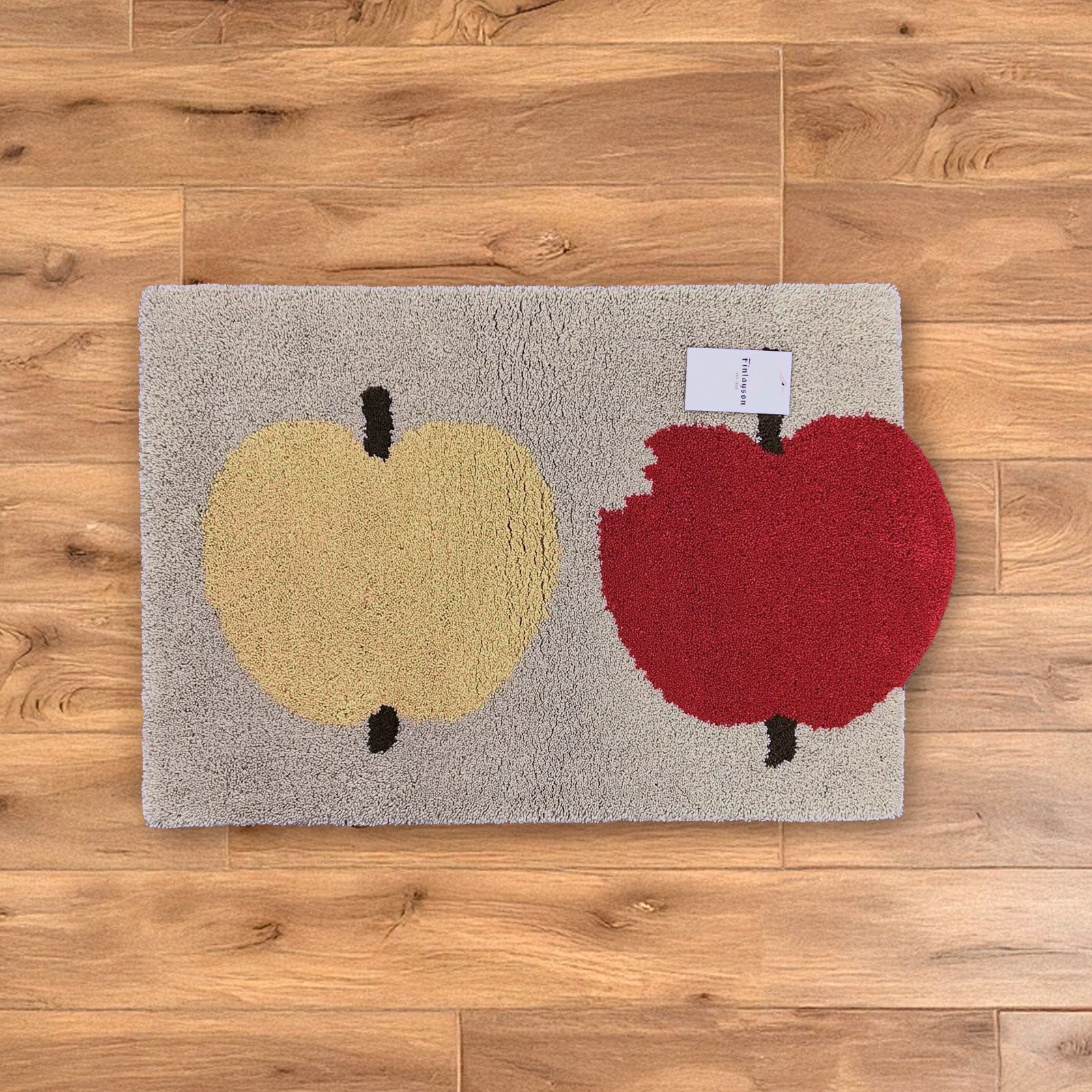 アウトレット 1点のみ ハンドフック OMPPU オンップ 玄関マット ルームマット 45×70cm ワンルーム 一人暮らし インテリア 北欧 グレー レッド りんご 洗える おしゃれ かわいい