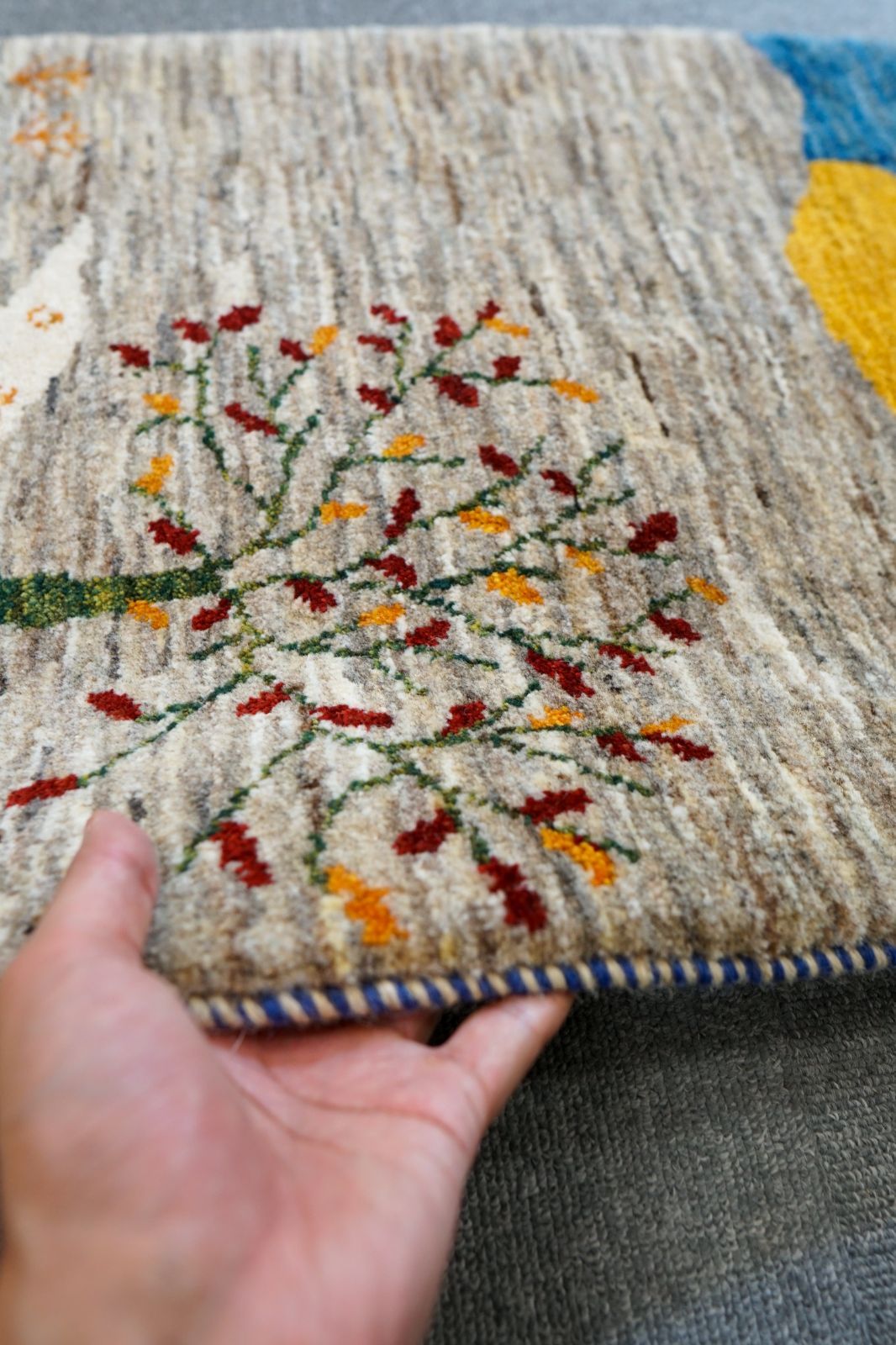 148×49cm ペルシャ絨毯 手織りカシュクリギャッベ リズ バフト ギャッベ