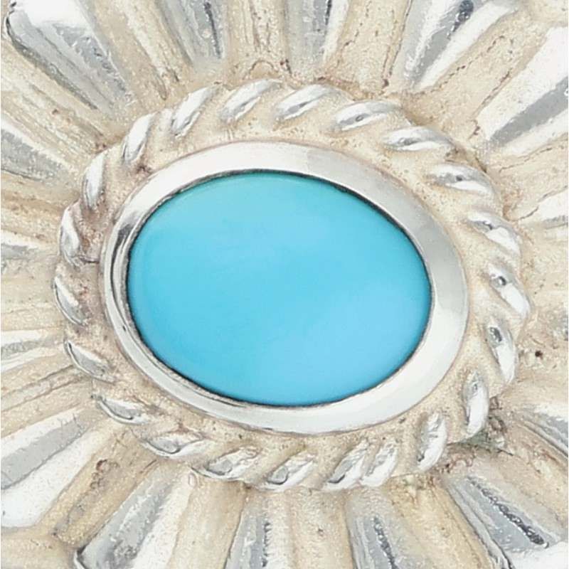 銀縄ターコイズ付きフラワー 縦向きコンチョ