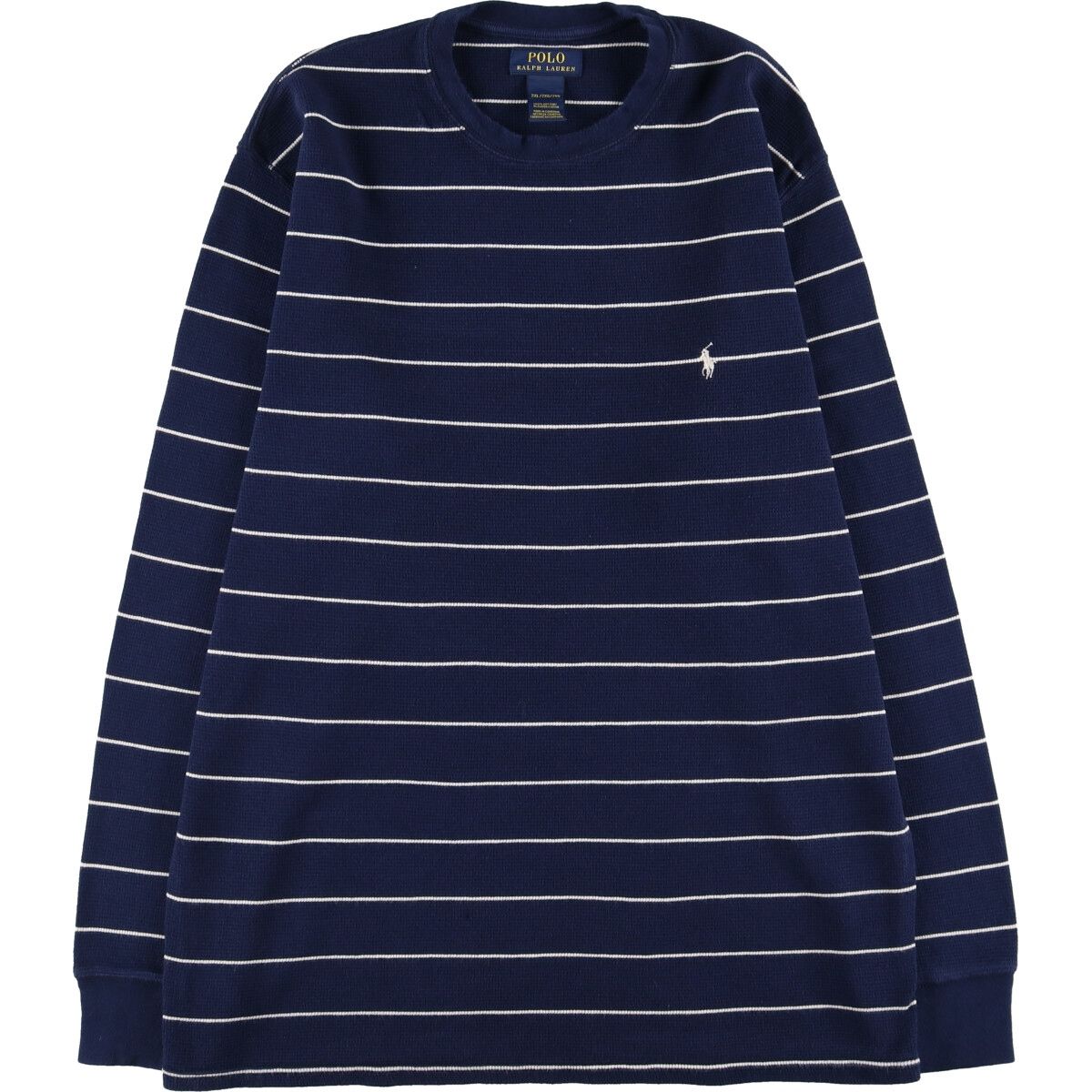 古着 ラルフローレン Ralph Lauren ボーダー柄 サーマルロンT ワッフル メンズXXL相当/eaa496495