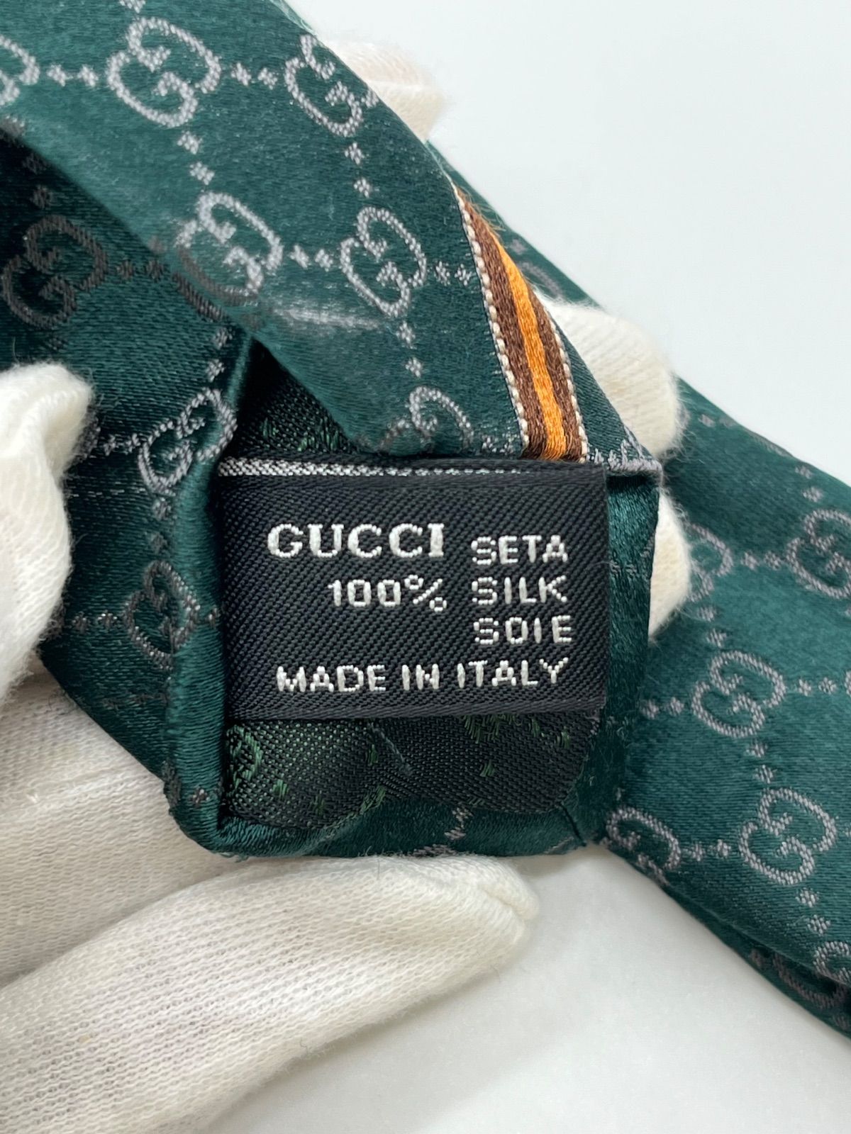 GUCCI ネクタイ グリーン GG柄 ベルト柄 雑色店 - メルカリ