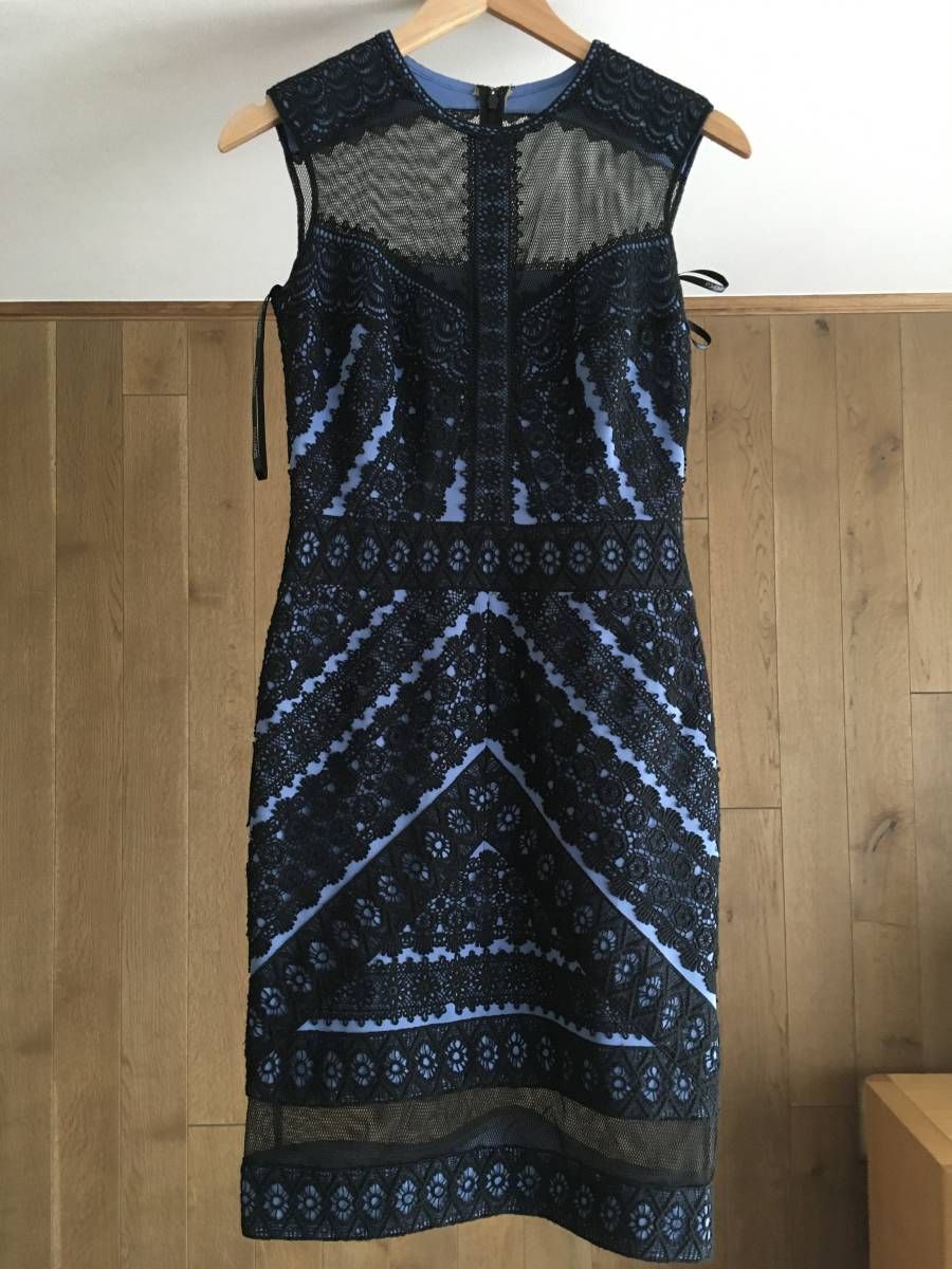 美品 TADASHI SHOJI タダシ ショージ 刺繍 レース ワンピース0