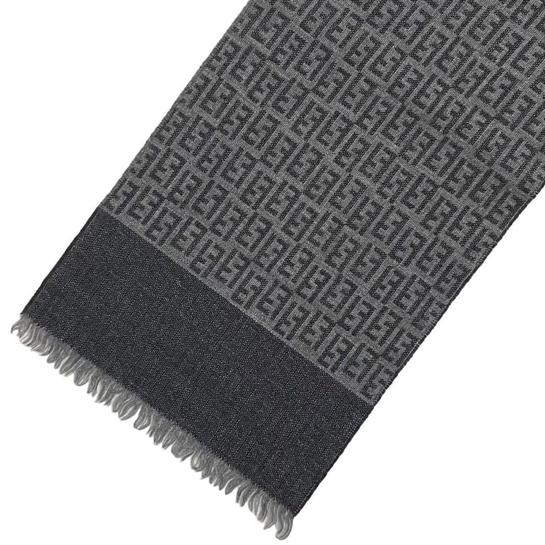 FENDI フェンディ マフラー グレー ウール ズッカ柄 ニット ストール