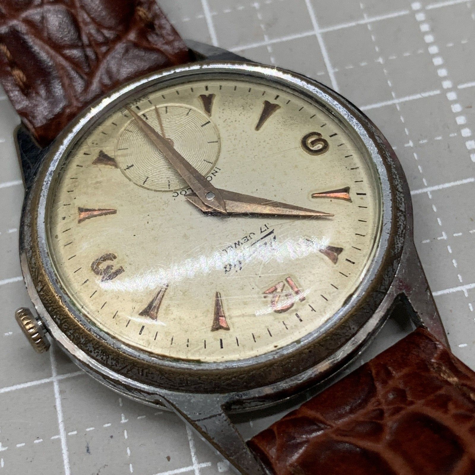 O328 可動 Mondia（モンディア）アンティーク 手巻き 腕時計17 JEWELS