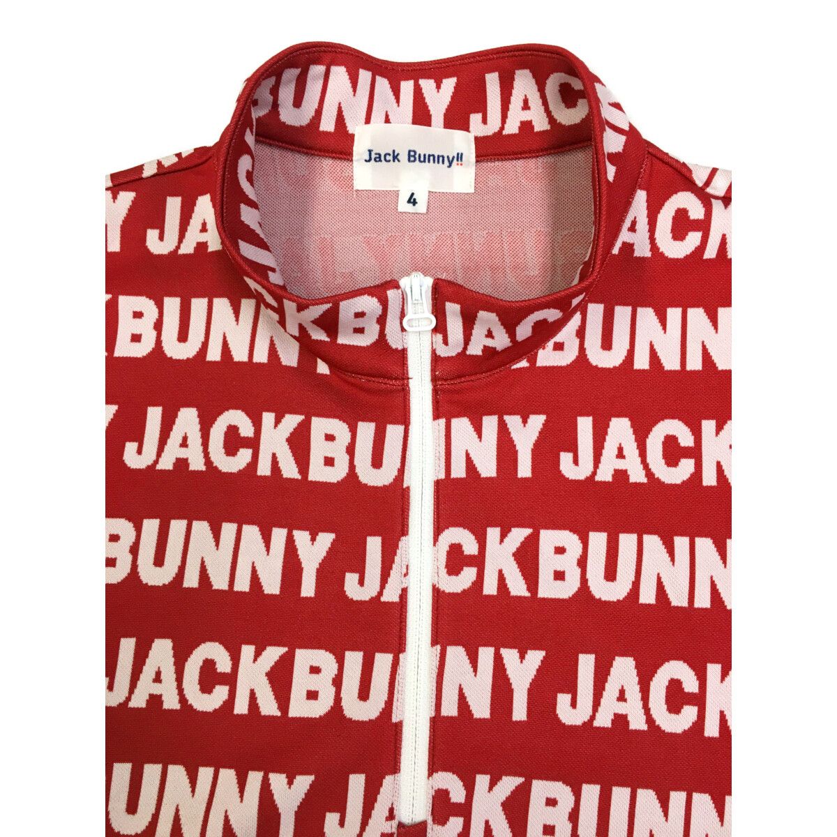 JACK BUNNY!! - coco 中古 ジャックバニー Jack Bunny!! メンズ 半袖シャツ 4(M) 赤  レッド  ハーフジップ 総柄 中古 メンズ ジャックバニー Jack Bunny!! 半袖シャツ 4(M) 赤