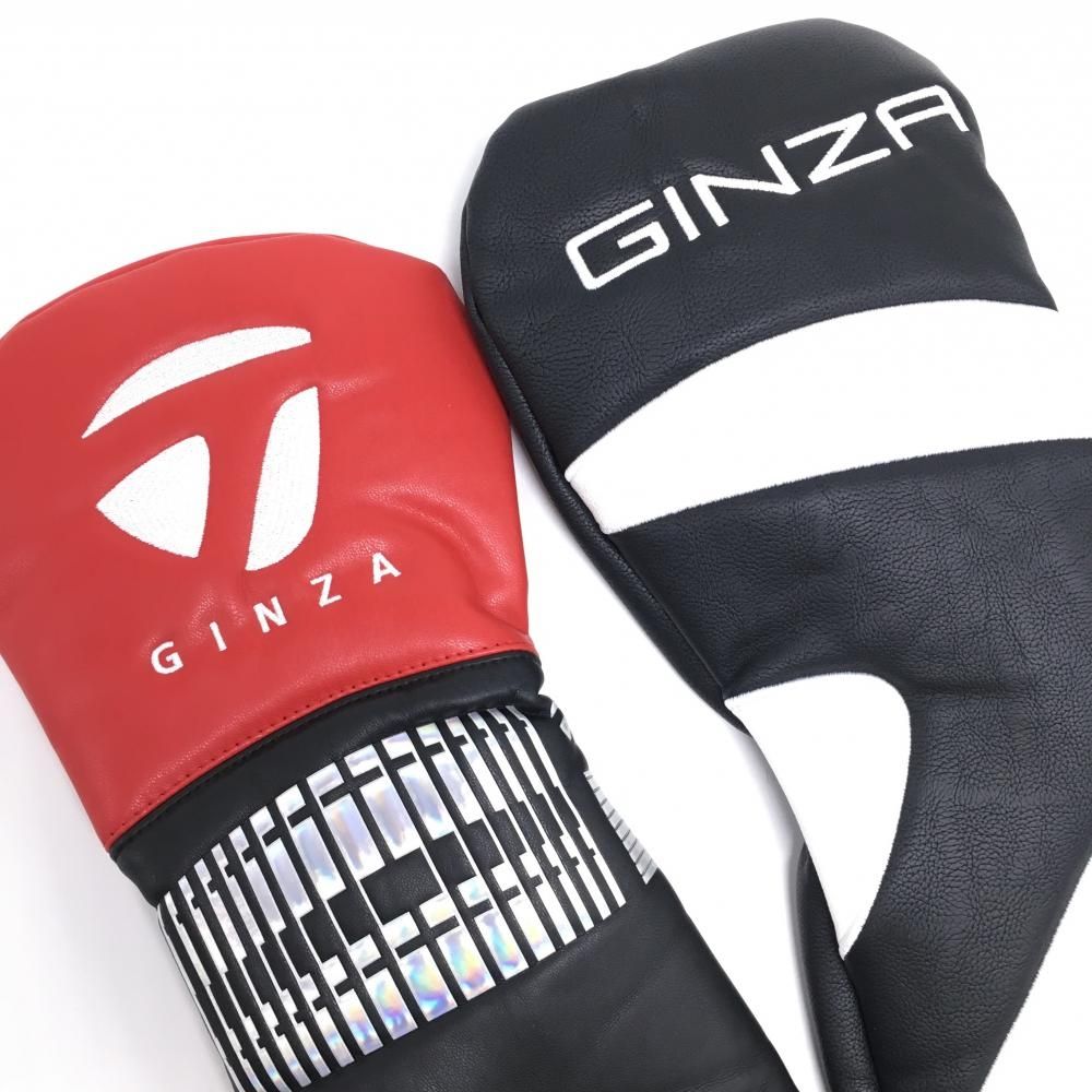 未使用品】テーラーメイド ヘッドカバー2点セットDR×2 黒×レッド GINZA  