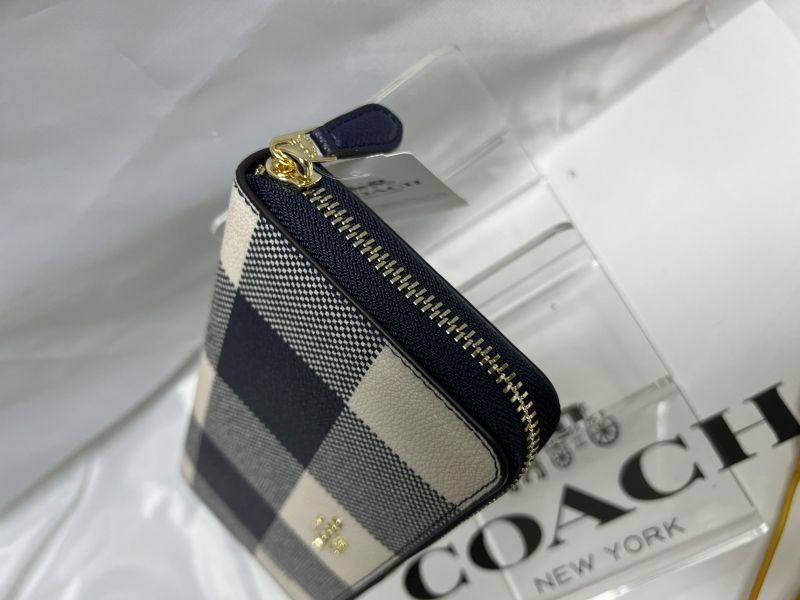 コーチ COACH 財布 長財布 バフ プレイド チェック パターン ジップ