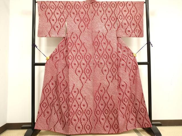 平和屋着物□上質な小紋 立涌花文 暈し染め 金彩 正絹