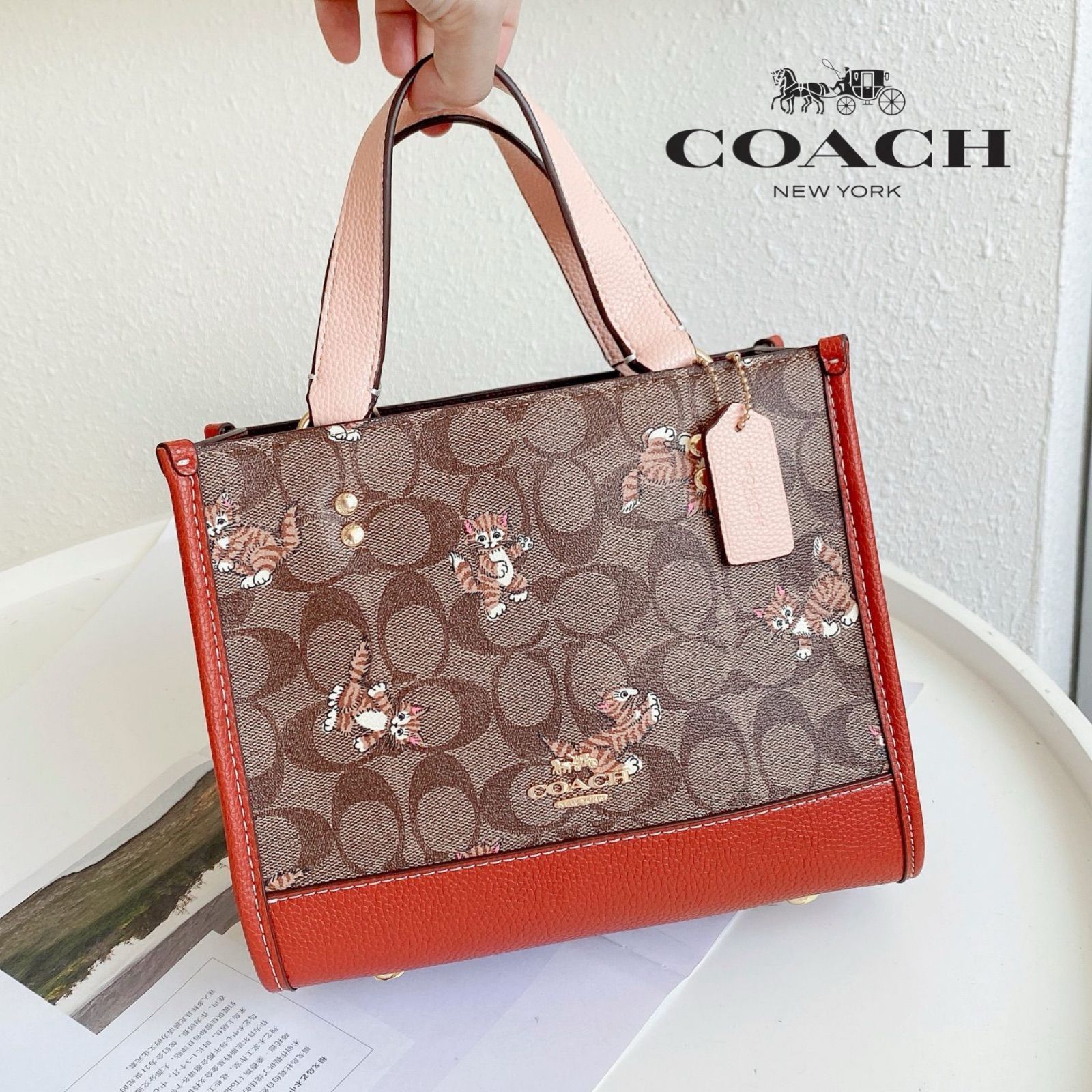 COACH CC424 dempsey デンプシー 22 シグネチャー ダンシング キトゥン プリント 猫 キャット ショルダーバッグ T3559 -  メルカリ