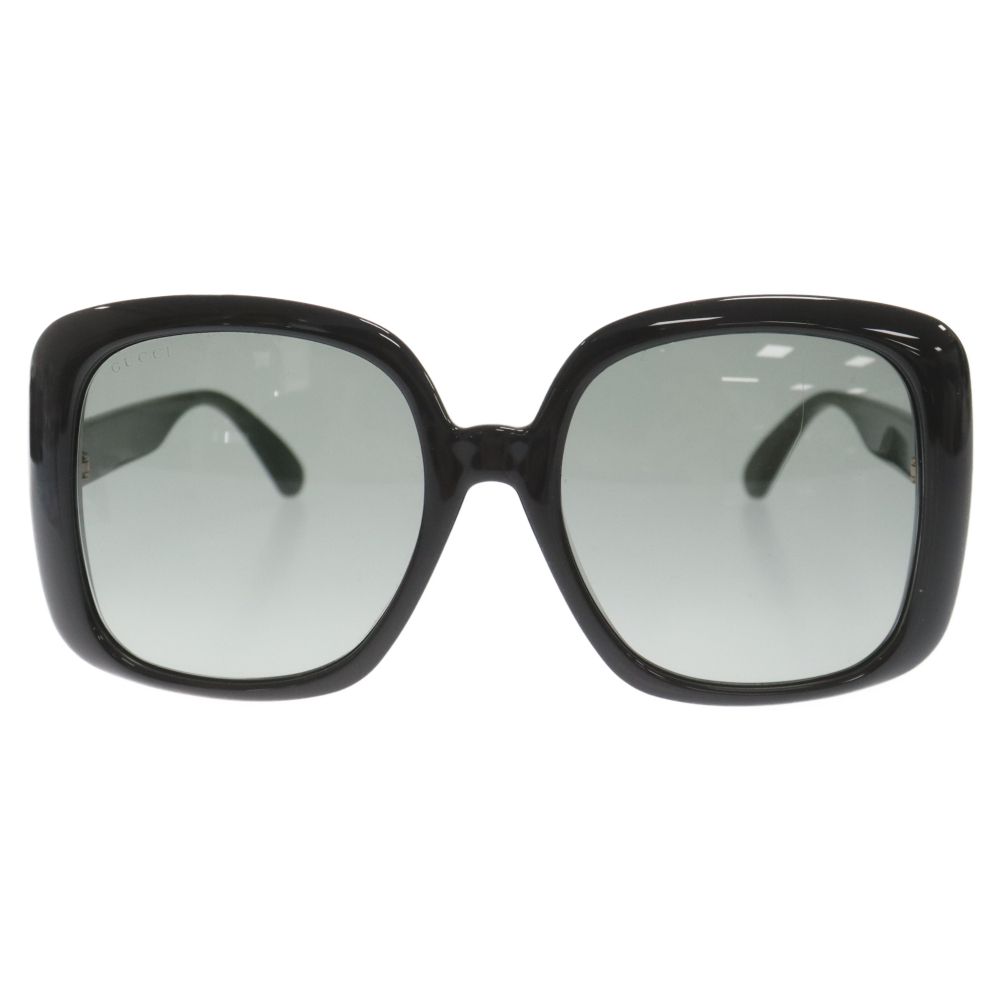 GUCCI (グッチ) アジアンフィット スクエアフレーム サングラス アイウェア GG0714SA 001 ブラック/グリーン
