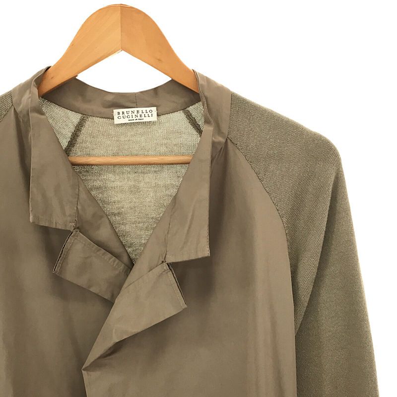 BRUNELLO CUCINELLI / ブルネロクチネリ | ポリエステル ニット 切替 シャツ カーディガン | XS | ベージュ | レディース BRUNELLO CUCINELLI / ブルネロクチネリ | ポリエステル ニット 切替