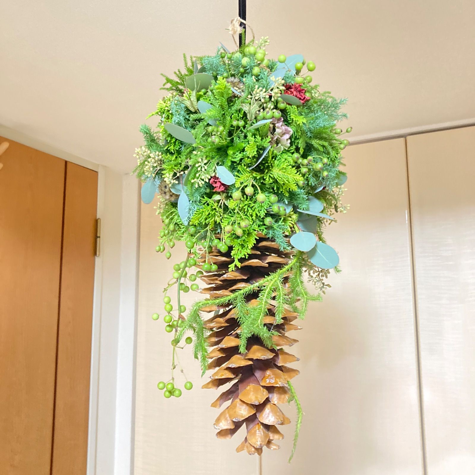 夏のひまわりスワッグ｜光触媒フラワーアレンジメント 玄関飾り