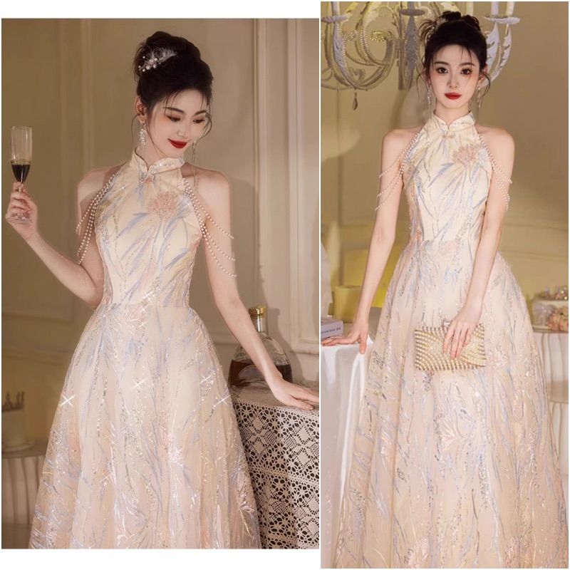 スパンコール ロングドレス