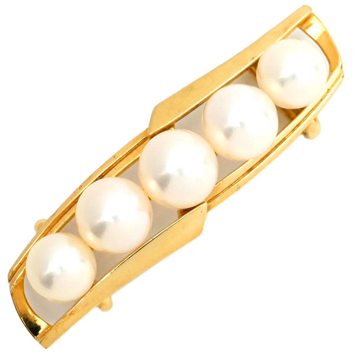 ミキモト MIKIMOTO アクセサリー パール 帯どめ K14YG パール パールホワイト MIKIMOTO 帯留め 5P 5粒 真珠 あこや