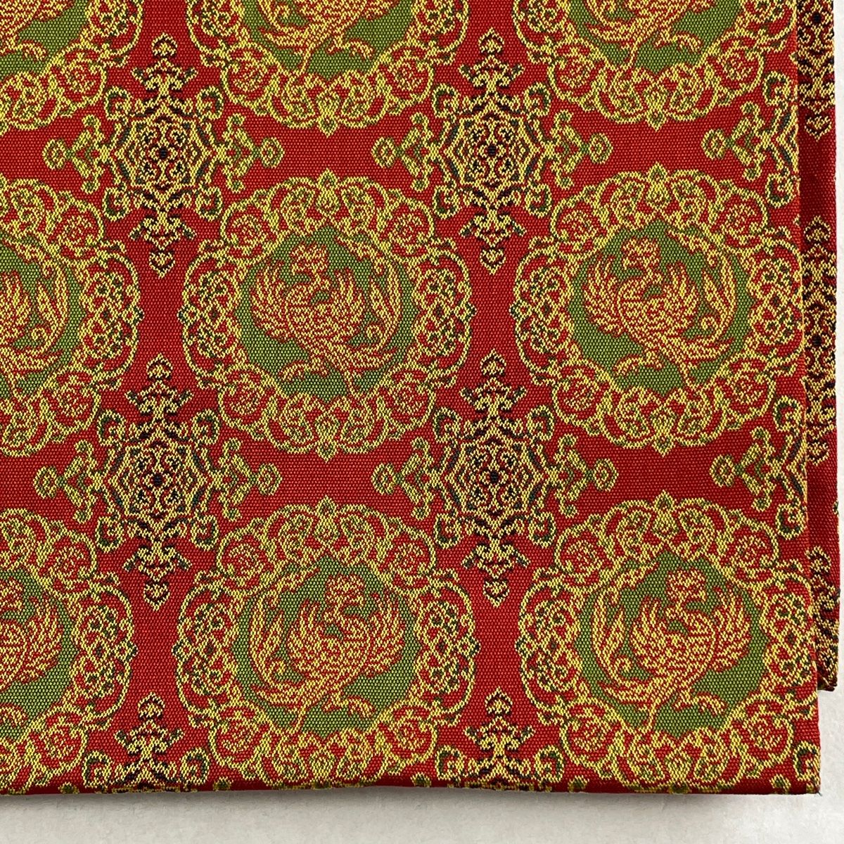 開き名古屋帯 美品 逸品 龍村美術織物 鳳凰 華文 赤 正絹 【中古