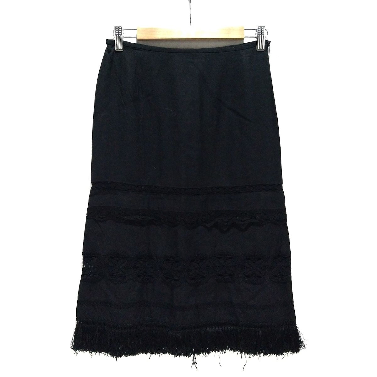 KEITA MARUYAMA ケイタマルヤマ スカート サイズ1 S レディース - 黒 ひざ丈|レース|フリンジ