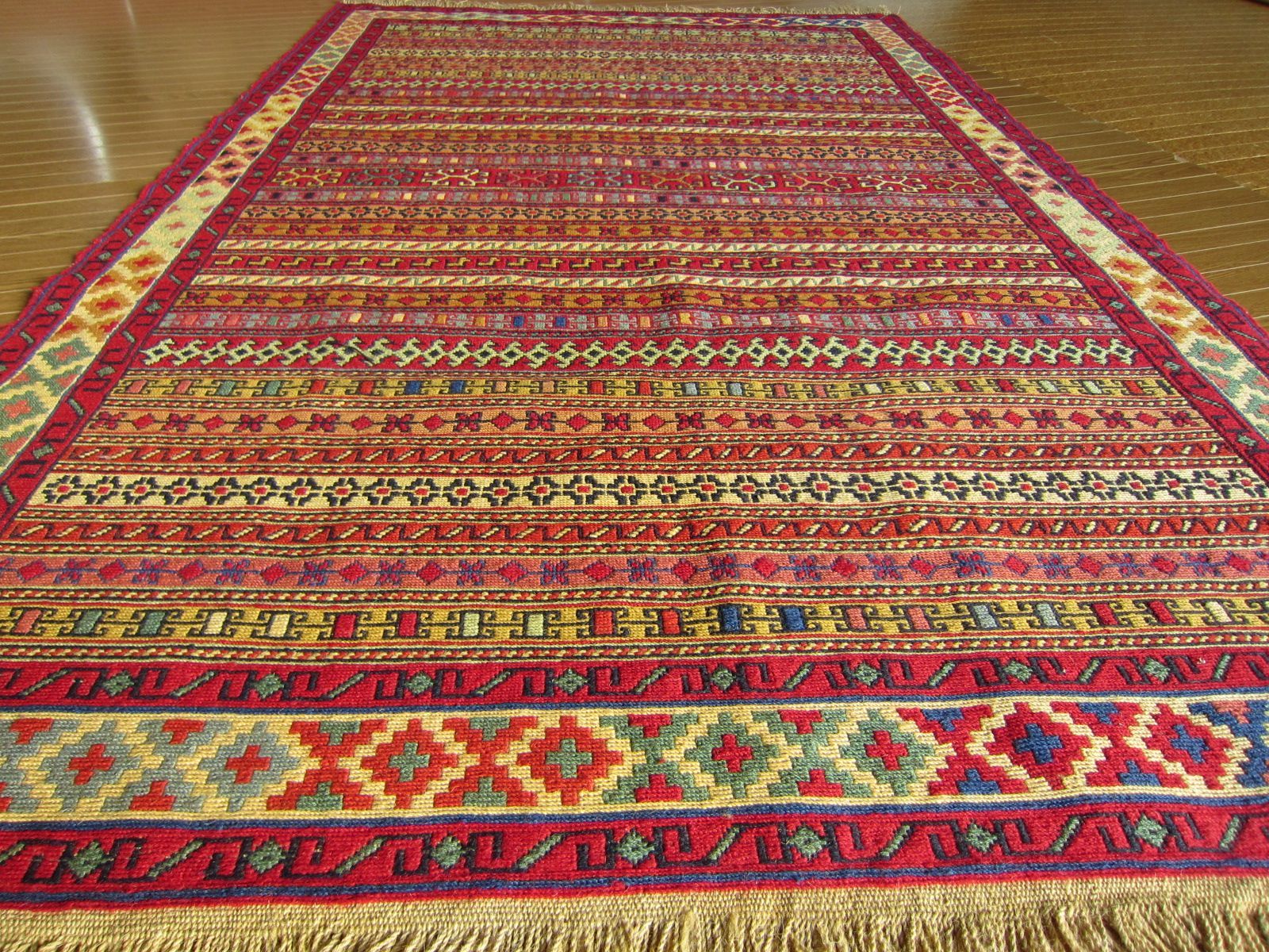 200×126】イラン直輸入☆アゼルバイジャン産キリム・KILIM□2073-316