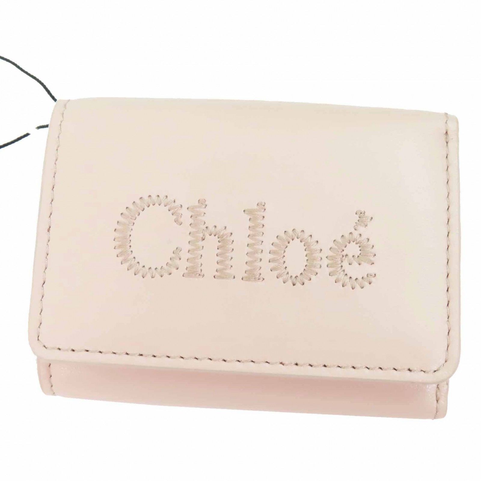 ◎Chloe クロエ CHC23AP875I106J5 SENSE センス MINI TRIFOLD レザー 三つ折り財布 コンパクトウォレット セメントピンク 箱 保存袋付き スペイン製 レディース