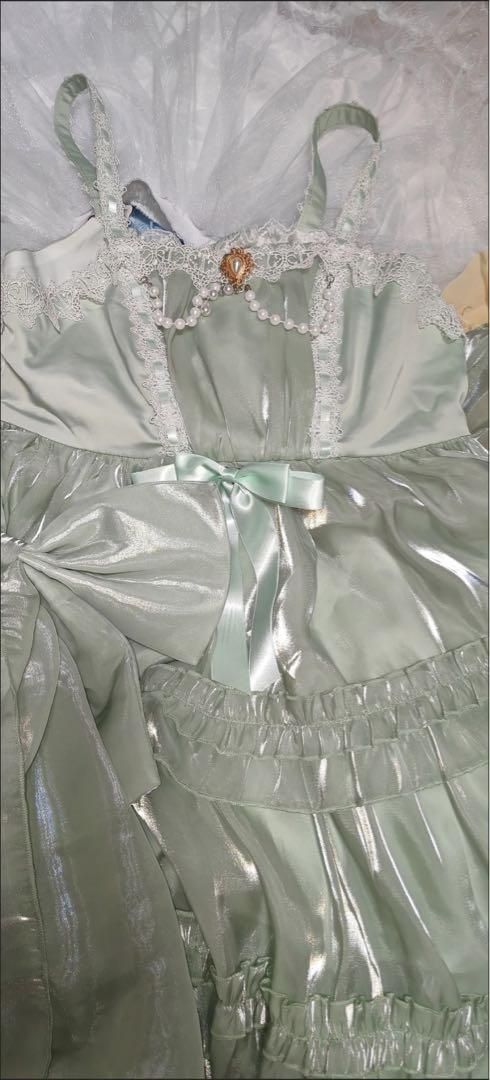 【Eieyomi】ロリータドレス 甘ロリJSK ヘッドドレス付き ミントグリーン Eieyomi】ロリータドレス 甘ロリJSK ヘッドドレス付き ミント