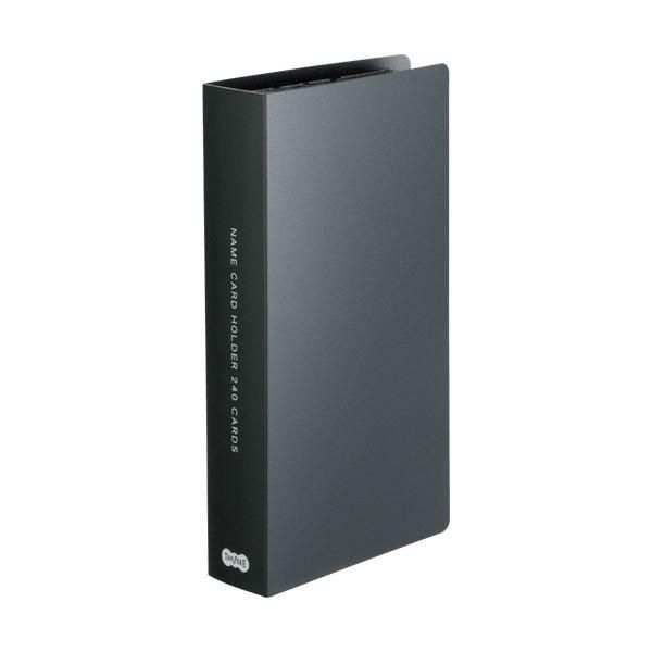 まとめ TANOSEE 名刺ホルダー 固定式コンパクト 240名用 ヨコ入れ ブラック 1冊 〔×20セット〕