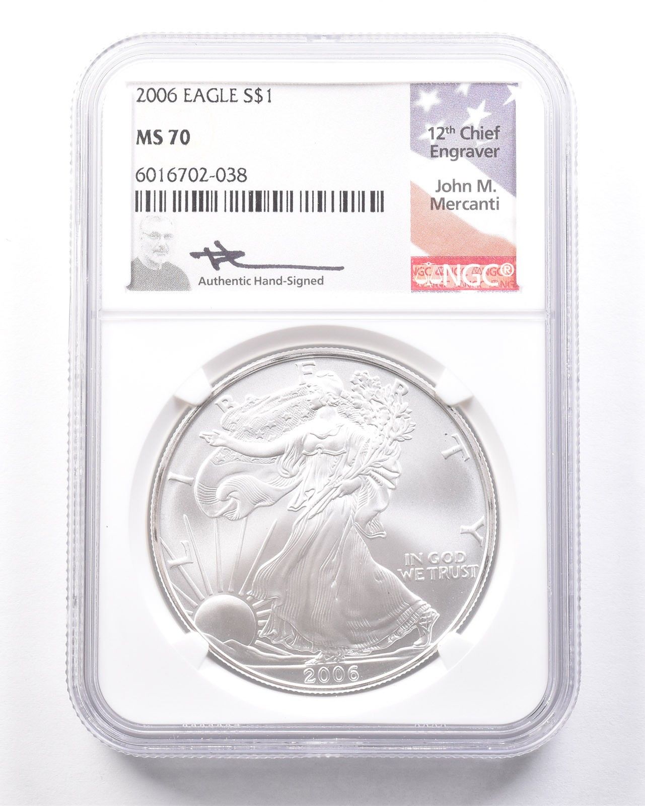 2006年 アメリカン シルバー イーグル メルカンティ MS70 NGC *7293