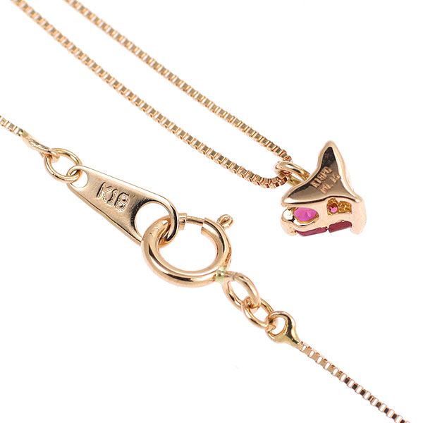 K18PG ルビー ペンダントネックレス 0.15ct ハート ミステリーセッティング